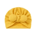 Detaillierte Stricktextur und große Schleifendekoration auf gelbem Baby-Turbanhut für Neugeborene - Geeignet für 0-18 Monate / Gelb