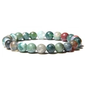 Handmade 8mm natural striped agate beaded stretch bracelet in mixed multicolor stones - India Agate