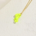 Gold chain necklace featuring a vibrant neon yellow bear pendant in a glossy finish - Small Bear / Fluorescent Green