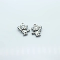 Pair of hollow monkey-shaped stainless steel pendants in a polished silver finish - Tiger