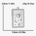 Silver celestial sun and moon pendant dimensions measuring 2.8cm by 1.8cm for DIY jewelry - Steel Color/Sun Moon Star / Silver