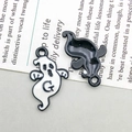 Cute cartoon ghost pendants in black and white finish for DIY jewelry making - White/Black Devil (12*20mm)
