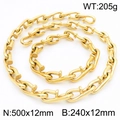Conjunto de joyas doradas estilo clavo con collar y pulsera vintage de acero de titanio - Pulsera 24cm / Dorado