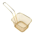 Mini rectangular golden stainless steel fry basket for single serving snacks - Gold