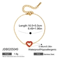 Bracciale a catena dorata in acciaio inossidabile con ciondolo a cuore in smalto rosso - Stile Cuore in Smalto Rosso (JDB0205049)