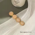 Elegante fermaglio per capelli da 6cm con perle champagne e base in lega d'oro - Bianco / Perle Champagne