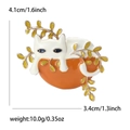 Broche en émail chat blanc dans un bol avec dimensions 4,1cm par 3,4cm pour femme - Blanc (MM-BR-2292-WH)