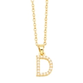 Elegante collana dorata con ciondolo a lettera D impreziosito da perle sintetiche - Lettera D Oro