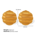 Golden wavy textured stainless steel earrings with dimensions 32.8mm x 33mm - Gold Wave Texture Ball Style (EH369)