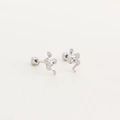 Silberne S925 Schlangen-Ohrstecker mit klaren Kristallen und Kugelverschluss-Design - 925er Silber / Weißgold