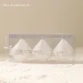 Set of 3 white diamond-shaped 8cm Christmas baubles with pearl and silver glitter trim - White Diamond Pattern Balls (8cm 3 Pieces Set)
