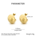 Polished golden stainless steel spherical stud earrings 20mm diameter size details - Gold (20mm)
