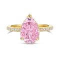 Elegant S925 sterling silver ring with pear-shaped pink zircon for wedding - Size 9 / Pink Pear Shape Ice-Cut Style (DY120845) / Gold