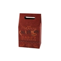 Red Christmas gift box with knit texture, reindeer patterns and a sturdy handle - 9.8*6*15.3cm / Red - Snowflake Deer