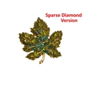 Luxurious maple leaf brooch in gold with light green and lake blue crystal inlay - Green (Fewer Rhinestones)