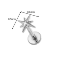 Star-shaped titanium labret stud earring in silver finish measuring 0.56cm by 0.63cm - Silver Multi-pointed Star (T2551-7#Silver)