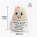 Handmade crochet positive potato doll in oatmeal yarn with flower and mini card - White Potato Pink Bow with Positive Card