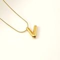 Golden balloon style letter V pendant necklace with sleek snake chain for women - Letter V (S-P062-V)