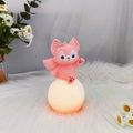 Pink LinaBell fox night light on glowing warm sphere base for cozy room decor - Little Fox Night Light Standing