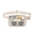 Transparent PVC belt bag with beige adjustable strap showcasing storage for small essentials - Off White