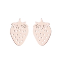 Hollow strawberry stud earrings in rose gold stainless steel for a summer fashion look - Rose Gold