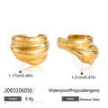 Detailed size specifications for 18K gold-plated stainless steel multi-layer ear cuff - Gold Wave Ear Cuff (JDE0106056)