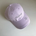 Detail of lavender cotton baseball cap featuring Dashing embroidery and star patch - M (56-58cm) / Purple