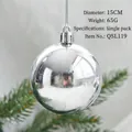 Single 15cm silver mirror Christmas ball ornament with hanging hook for festive decor - Diameter 15cm (Single Pack) 65g