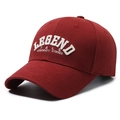 Classic burgundy baseball cap with white 3D embroidery featuring LEGEND lettering - Adjustable / Red