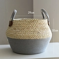 Cesto per fiori intrecciato bicolore grigio e naturale, misura 29x30cm decorativo - Grigio Grande (Con Fodera Impermeabile)