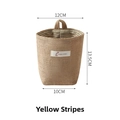 Cotton linen hanging storage bag with striped inner lining and small pocket, 12x13.5x10cm - Yellow Stripe
