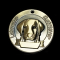 Antique bronze Labrador Retriever dog tag with embossed pet portrait and engravable banner - Labrador