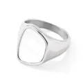 Polished stainless steel ring with triangular white shell inlay in silver finish - US 7 / Silver
