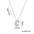 Silver micro-pave zircon letter C pendant necklace in 18K gold plating with 6g weight - Sparkling Letter C (Silver Color)