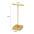 Golden T-bar earring display stand with 13cm height and 6cm width dimensions - Square Base / 6*13cm / Gold