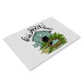 Linen placemat with blue birdhouse design and Home Sweet Home text for dining decor - CD002-9 Home Sweet Home Birdhouse