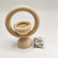 Vertical wooden aromatherapy diffuser stand with ring and colorful crystal stones - Multicolor Stone