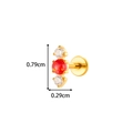 Titanium piercing stud with golden finish featuring red and clear opal stones - Red Style (T2561-1#)