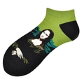 Chaussettes basses artistiques avec portrait de la Joconde en tons vert et noir chic - 36-44 / Mona Lisa sur Fond Vert