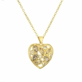 Elegant gold heart pendant necklace with marquise and round cut zircon stones - Marquise Round Zircon Heart / Gold-White Zirconia
