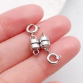 Silver cylindrical magnetic jewelry clasp with spring ring for DIY bracelets and necklaces - Antique Silver Cylindrical Magnetic Spring Clasp / 19x7mm