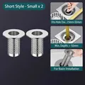 Set of 2 short small stainless steel floor drain filters for 25-50mm sewer pipes - 304 Stainless Steel Strainer Short - Small (2pcs)