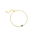 Eleganter vergoldeter S925-Silberarmband mit grünem Zirkon und einem kleinen Diamanten - 925er Silber / Smaragdgrün