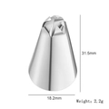 Stainless steel six-tooth star piping tip for baking, size 31.5mm by 18.2mm - Design No.21