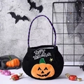 Βελούδινη μαύρη τσάντα γλυκισμάτων Halloween με κολοκύθα και ριγέ λαβή - Σχέδιο Κολοκύθας / Μαύρο (Στυλ Κολοκύθα)