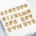 Set of 26 A-Z initial pendants in 18k gold plated brass with micro-pave cubic zirconia - Letter E / Gold