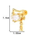 Golden cat stud earring with zircon and dangling star fish pendants in 1.4cm size - Cat Pendant Style (0190-7#) / Gold