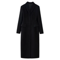 Women's elegant black long wool coat with lapel collar and single-breasted slim fit design - S / Black