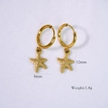 Starfish shaped 14K gold plated earrings with dimensions 8mm width and 12mm height - Starfish 6