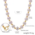Elegante collar de perlas con cuentas de 12mm y cierre de corazón en latón con circón - Collar de Perlas de Concha Dorada